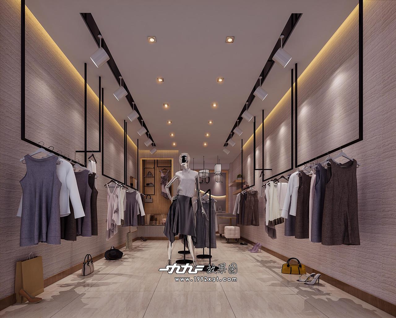 1992復古工裝風服裝店效果圖設計